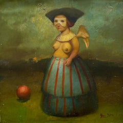 Sotto la maschera, Surrealismo figurativo Pittura ad olio originale