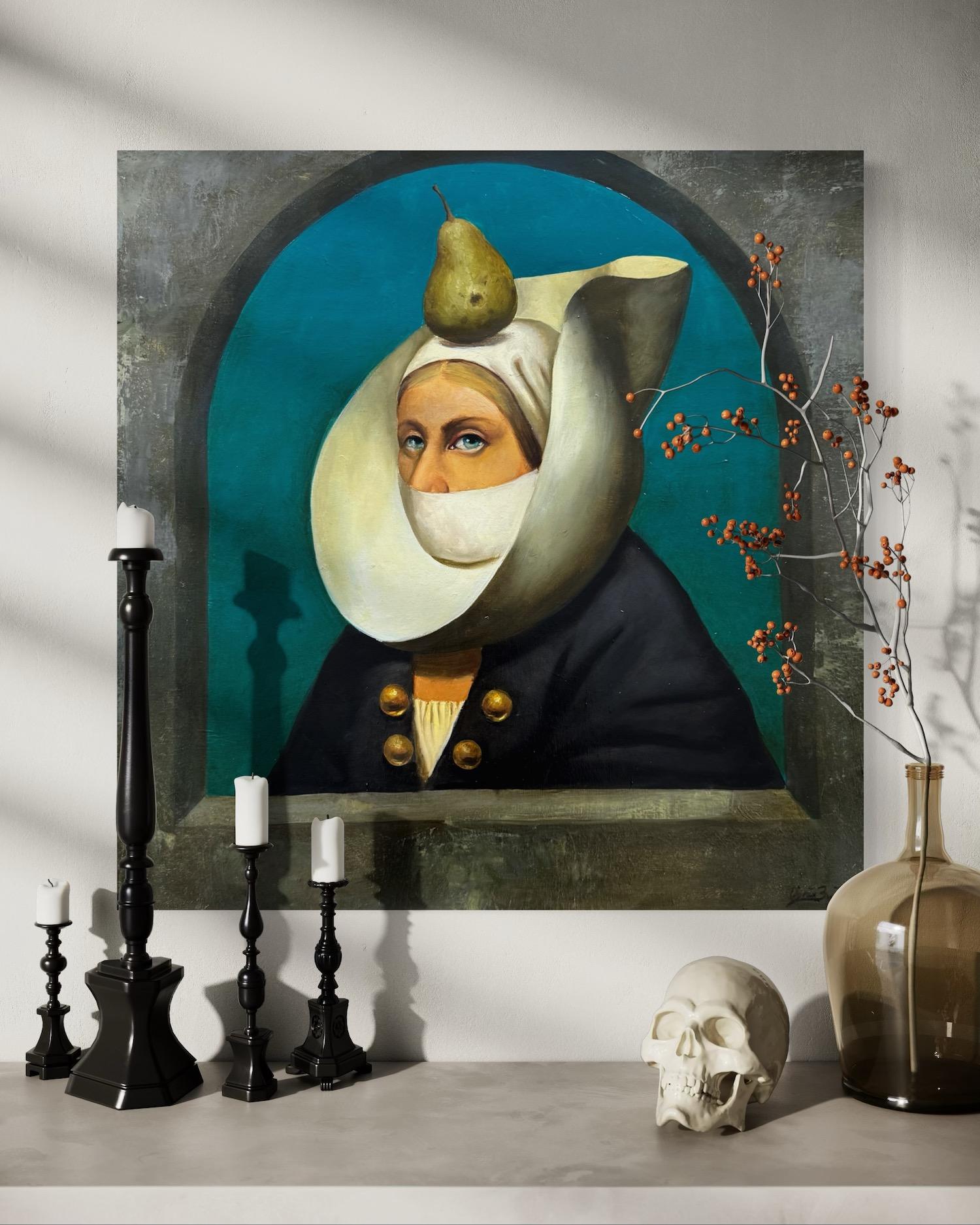 Figurative Surrealism Original Painting
Artistics : Ashot Yan
Oeuvre : Peinture à l'huile originale, œuvre d'art faite à la main, unique en son genre
Médium : Huile sur lin,
Année : 2023
Style : Portrait Surréalisme, 
Titre :  Attente
Taille : 29