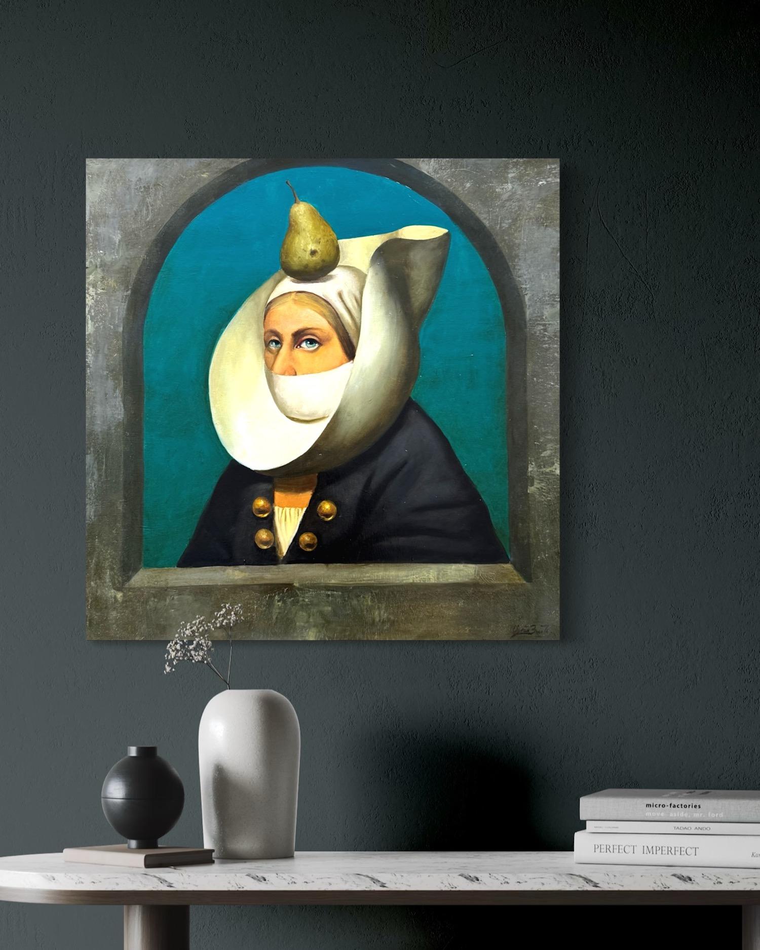 Portrait d'attente Surréalisme Peinture à l'huile originale en vente 1