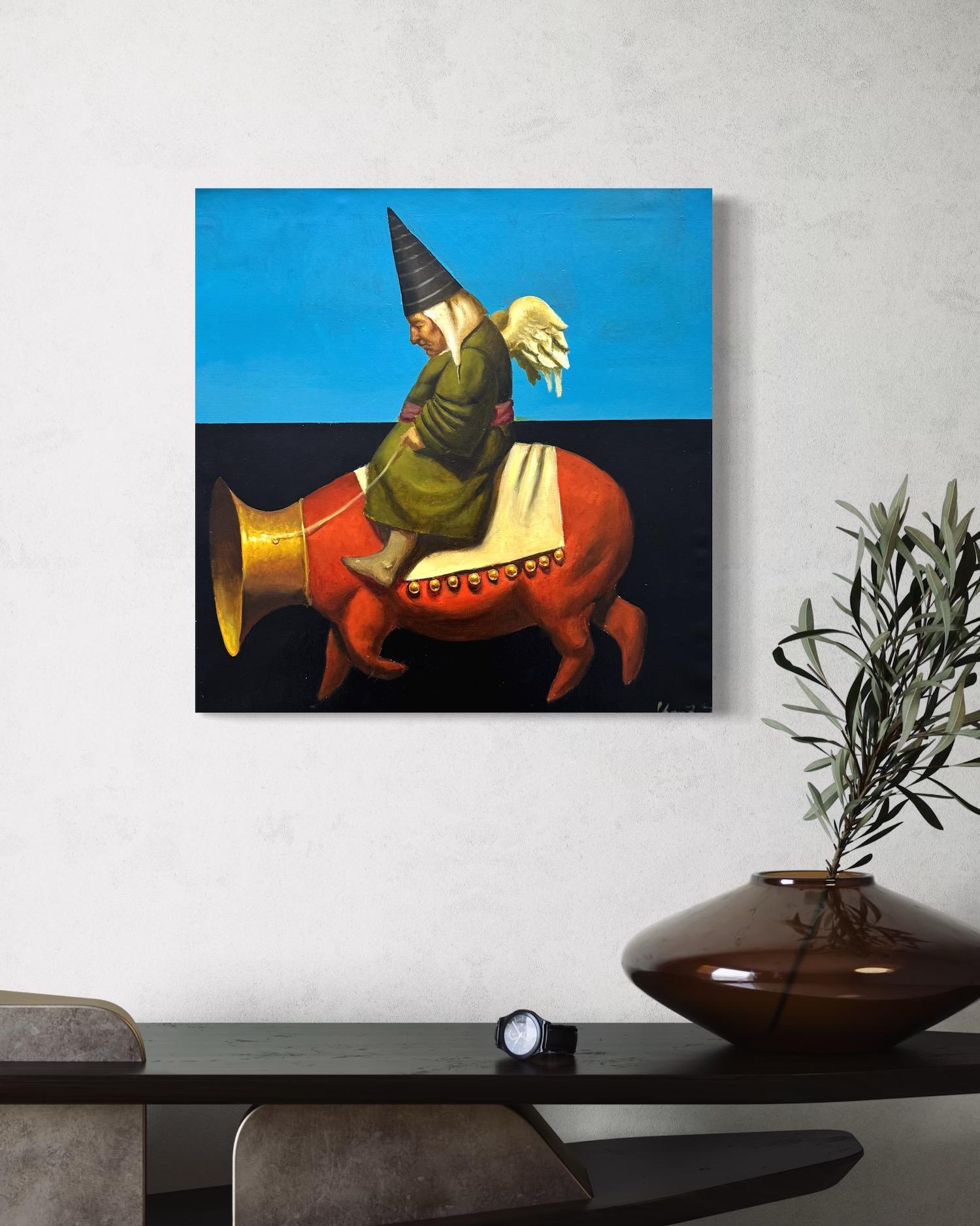 Walk along Lupie street Figurative Surrealism Original oil Painting For Sale 2