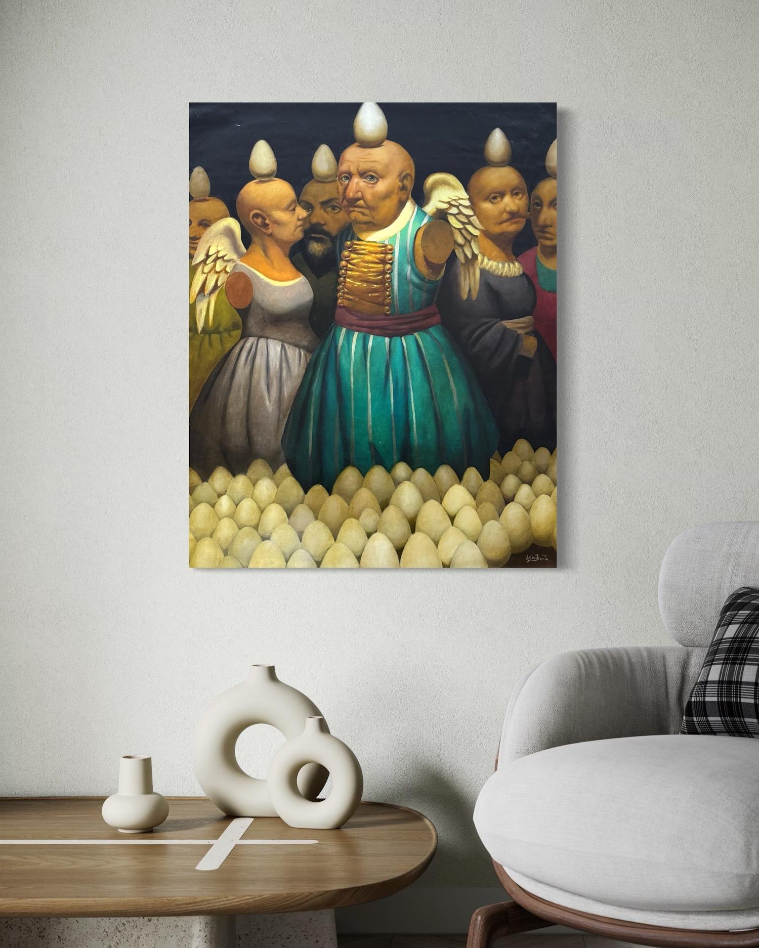 Walk in Paradise Figurative Surrealism Original oil Painting For Sale 2