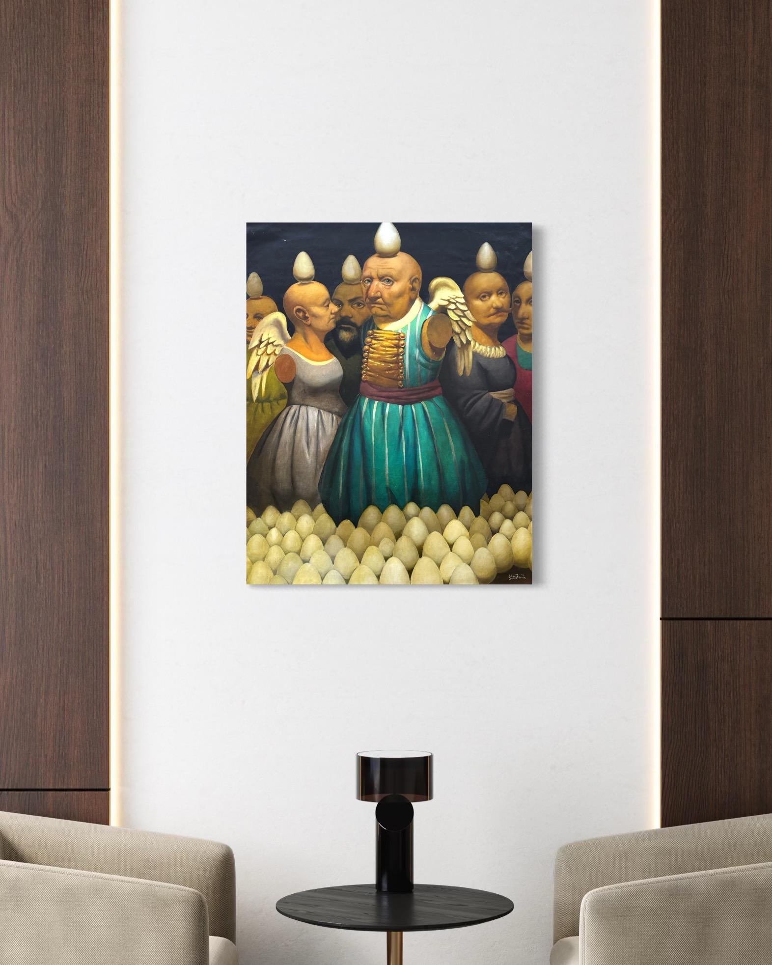 Walk in Paradise Figurative Surrealism Original oil Painting For Sale 3