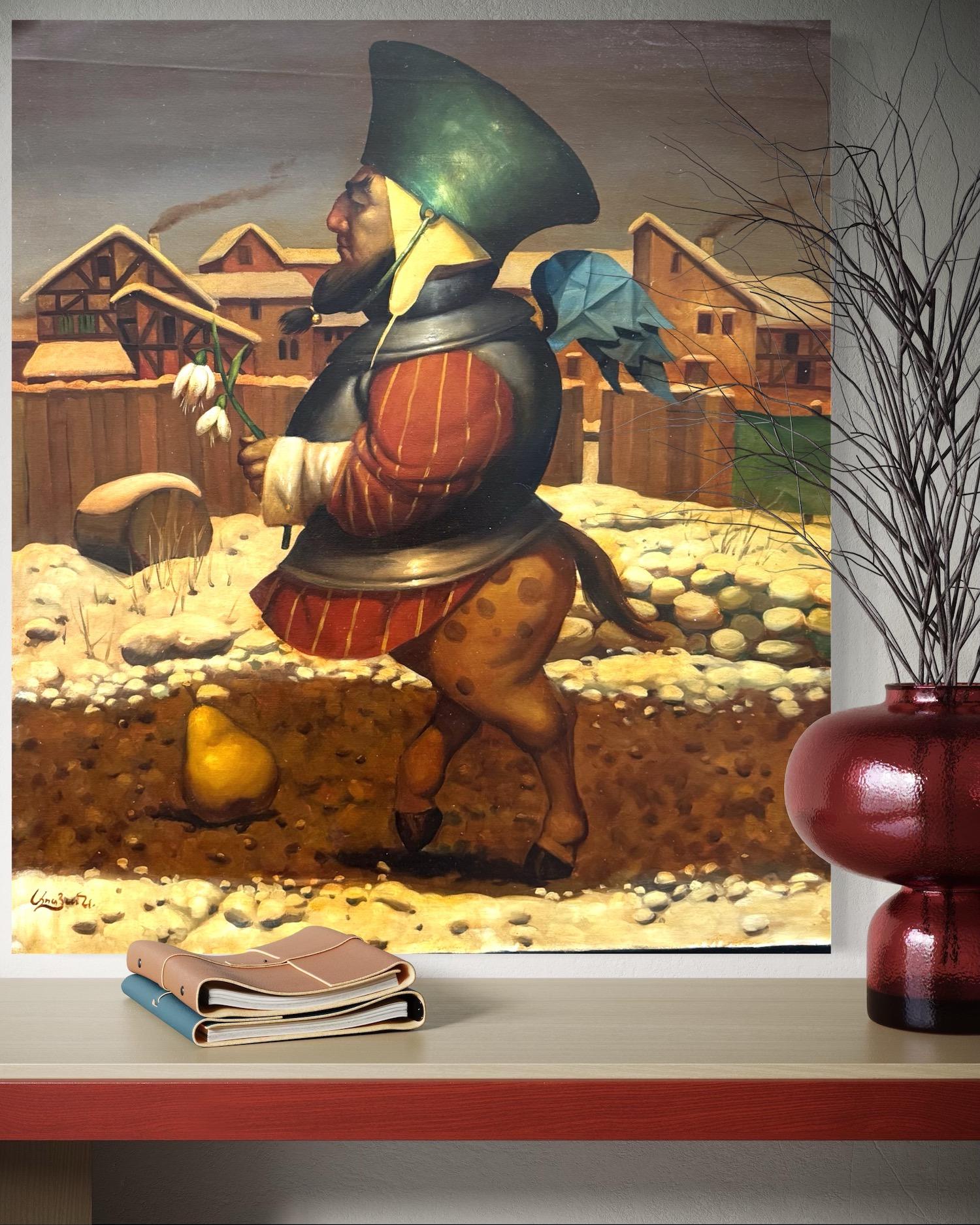 Spring Figurative Surrealism, Original oil Painting, One of a Kind For Sale 2