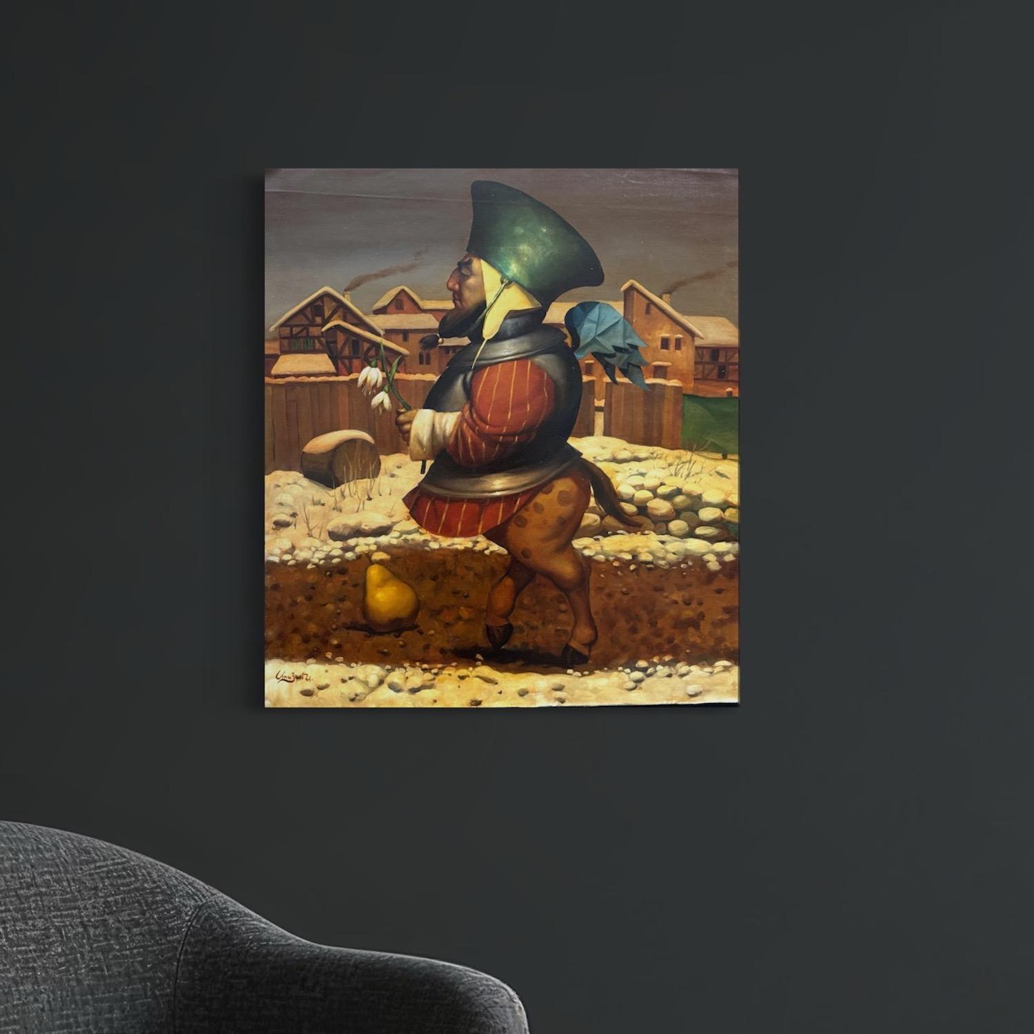 Spring Figurative Surrealism, Original oil Painting, One of a Kind For Sale 3