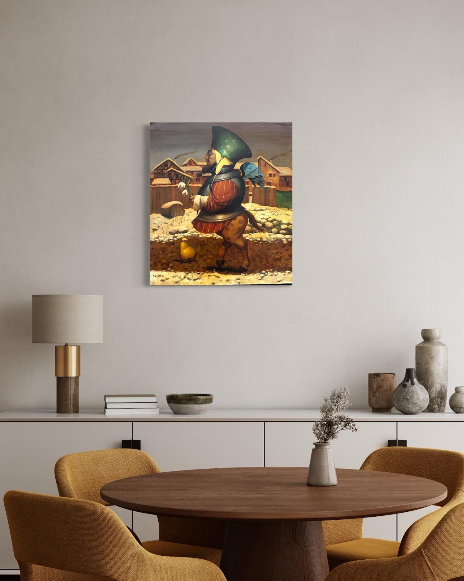 Spring Figurative Surrealism, Original oil Painting, One of a Kind For Sale 5