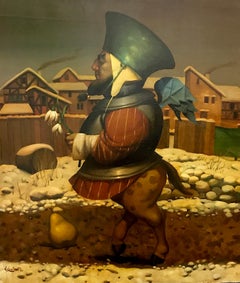 Winter Rapsody Figurative Surrealism, Original oil Painting