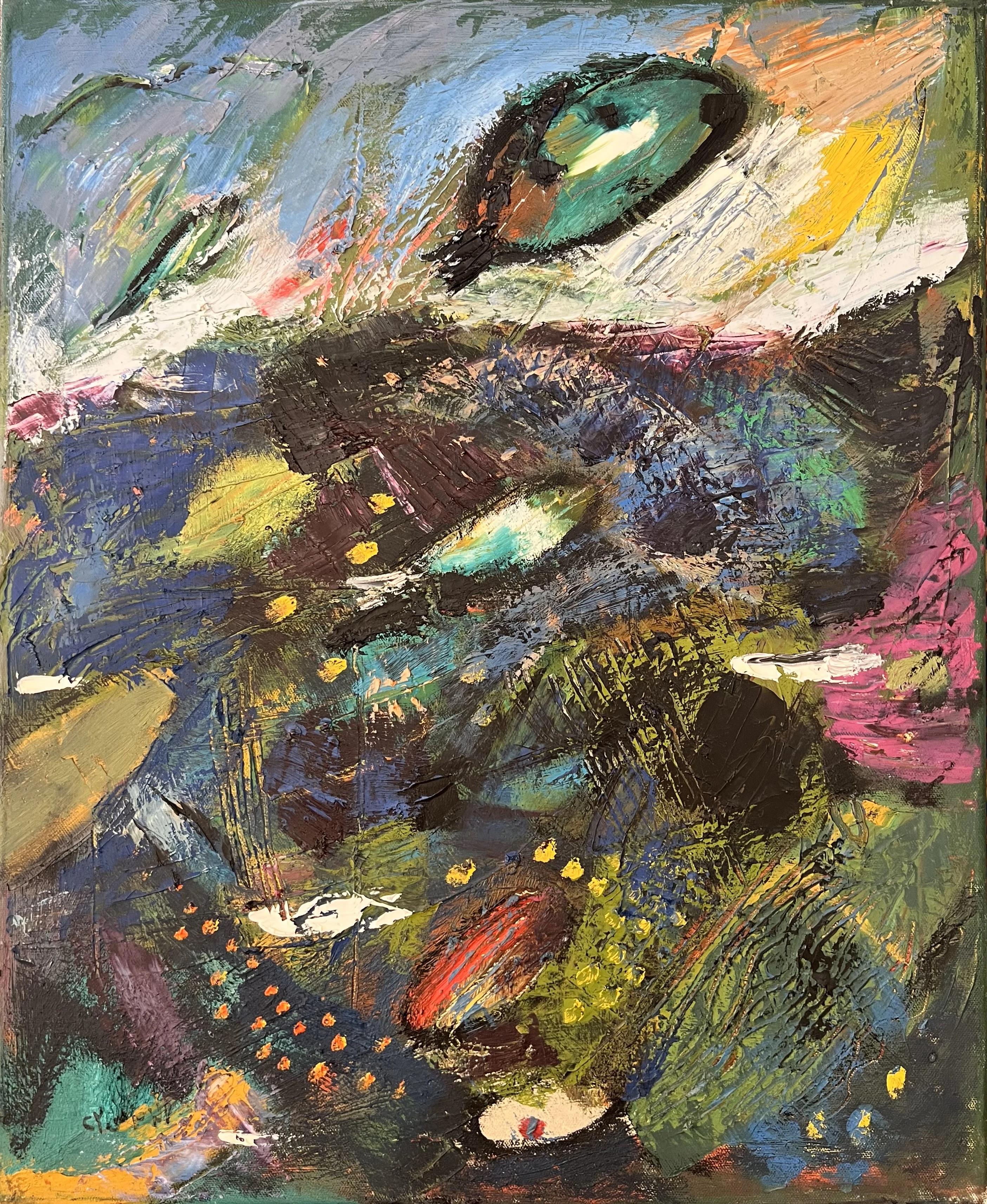 "Abstract Composition 3" Abstract Oil Painting 24" x 20" inch by Ashraf Zamzami