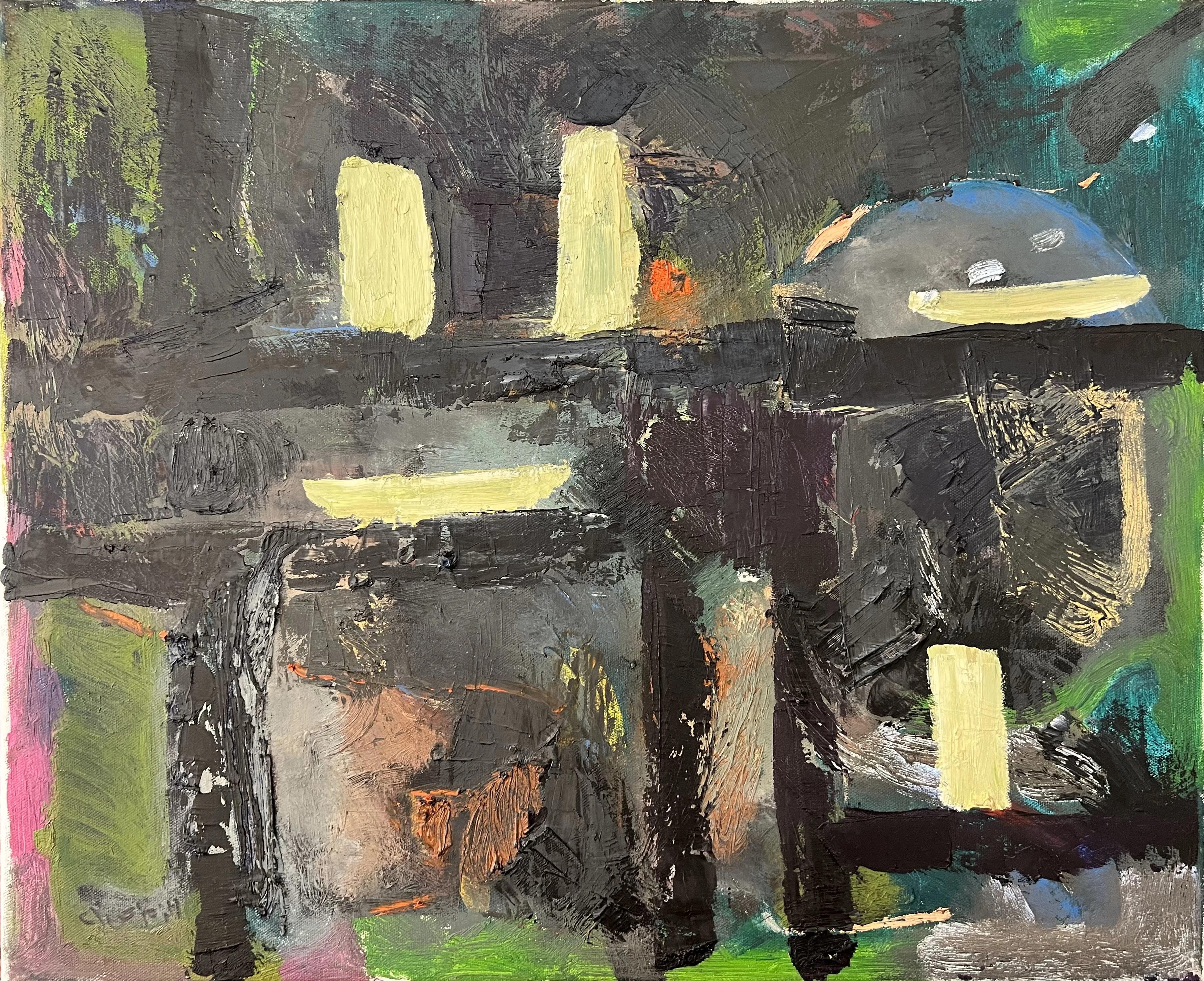 "Abstract Composition 7" Abstract Oil Painting 20" x 24" inch by Ashraf Zamzami