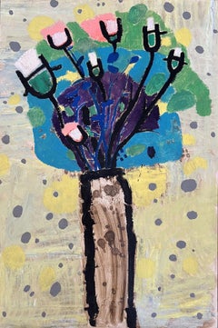 "Fiori astratti II" Pittura a olio 35" x 24" pollici di Ashraf Zamzami