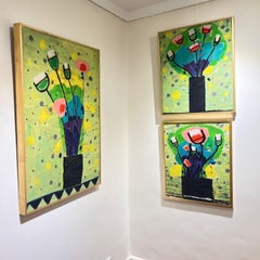 "Flores abstractas IV" Pintura al óleo 24" x 20" pulgadas by Ashraf Zamzami