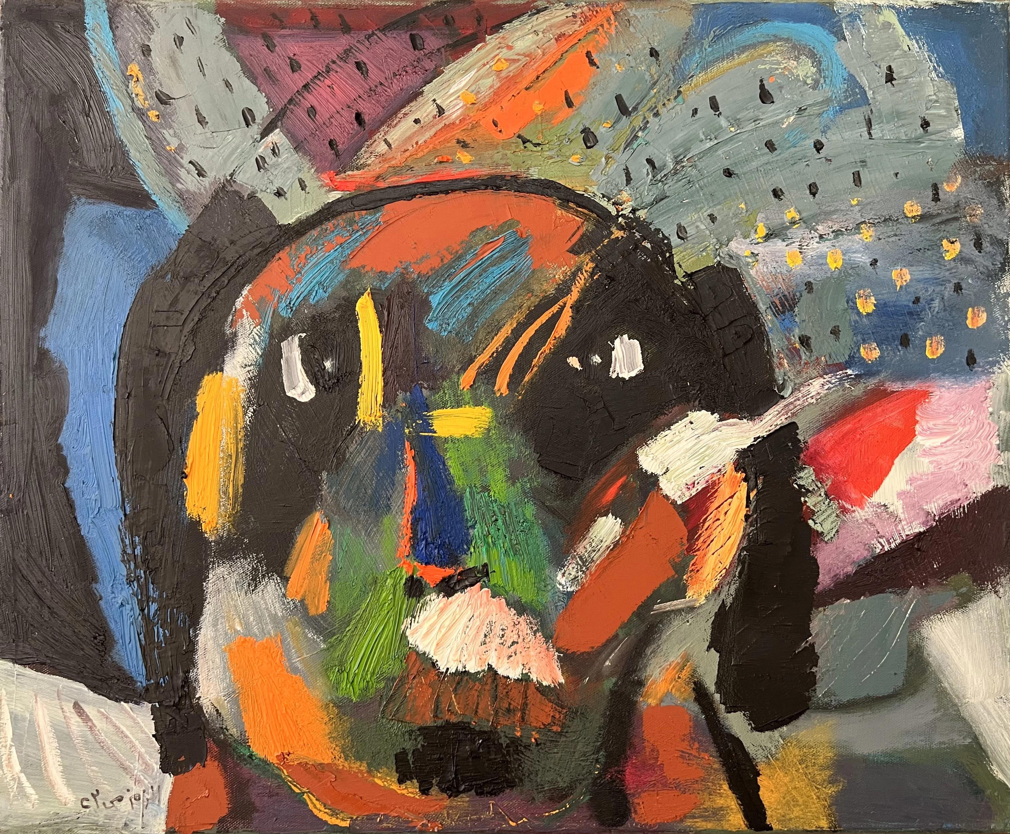 "Abstract Visage 9" Pittura a olio astratta 20" x 24" pollici di Ashraf Zamzami