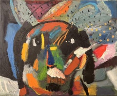 "Abstract Visage 9" Pittura a olio astratta 20" x 24" pollici di Ashraf Zamzami