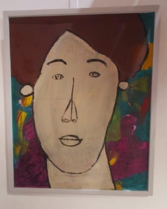"Abstract Visage IX" Oil Painting 24" x 20" inch by Ashraf Zamzami