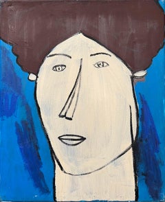 "Abstract Visage X" Pittura a olio 24" x 20" pollici di Ashraf Zamzami