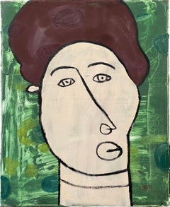 "Abstract Visage XI" Oil Painting 24" x 20" inch by Ashraf Zamzami