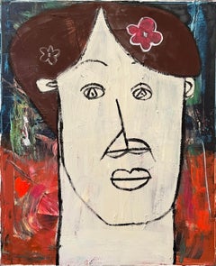 "Abstract Visage XII" Portrait Oil Painting 24" x 20" inch by Ashraf Zamzami