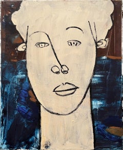 "Abstract Visage XIV" Portrait Oil Painting 24" x 20" inch by Ashraf Zamzami
