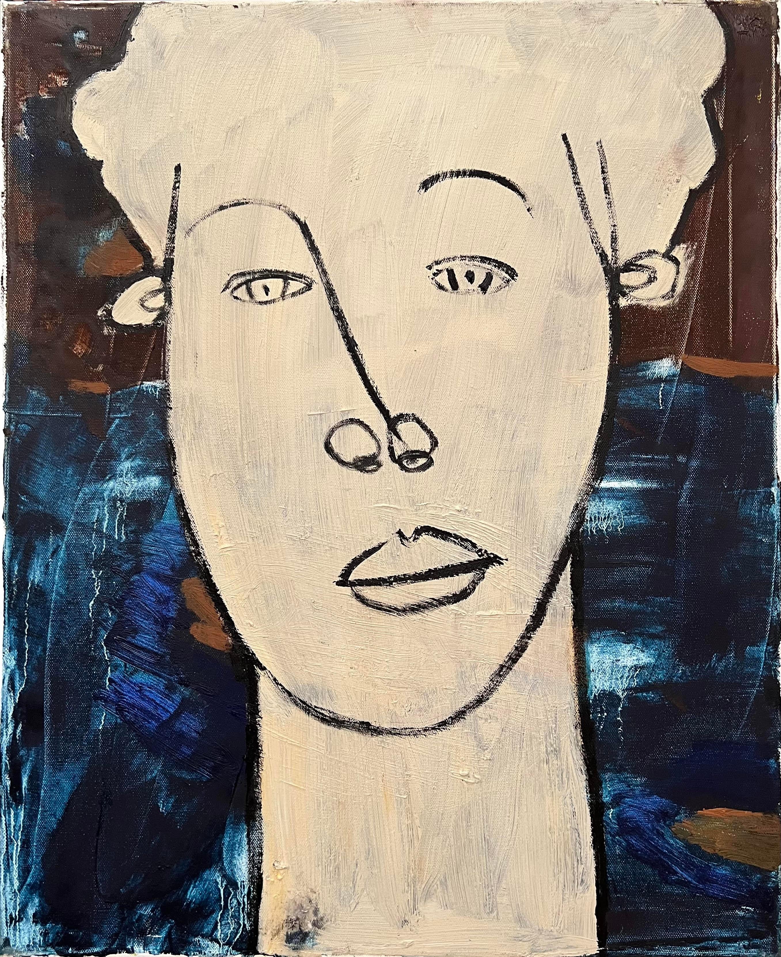 "Abstract Visage XIV" Portrait Oil Painting 24" x 20" inch by Ashraf Zamzami