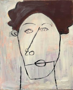 Peinture à l
huile "Abstract Visage XVI" 24" x 20" inch par Ashraf Zamzami