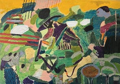 "Amazonian" Peinture à l'huile abstraite 57" x 81" pouces par Ashraf Zamzami