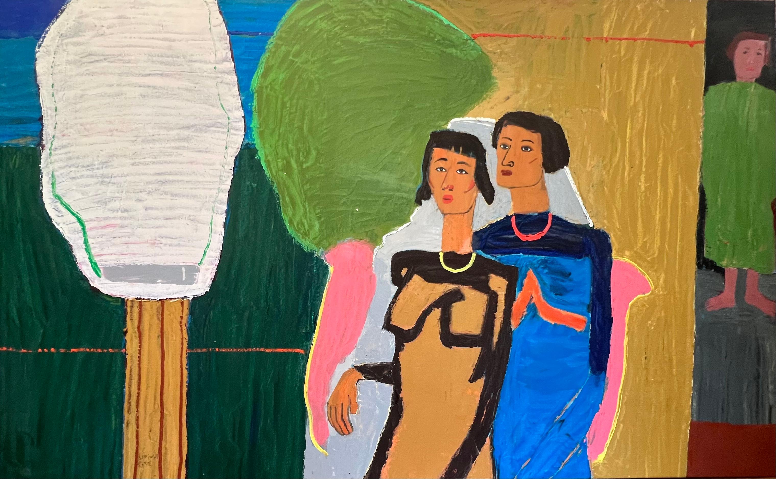 "Lauschangriff" Figurative Ölgemälde 59" x 95" Zoll von Ashraf Zamzami