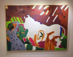 "El Toro" Abstract Oil Painting 57" x 77" inch by Ashraf Zamzami