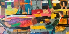 "Imaginación" Pintura al óleo abstracta 39" x 78" pulgadas por Ashraf Zamzami