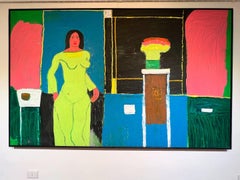 "Lady in Green" Figurative Oil Painting 59" x 95" inch by Ashraf Zamzami