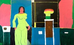 "Lady in Green" Figurative Oil Painting 59" x 95" inch by Ashraf Zamzami