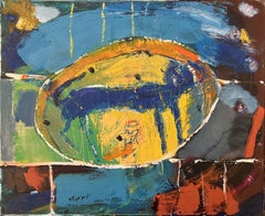 "Le Chat" Pittura astratta a olio 20" x 24" pollici di Ashraf Zamzami