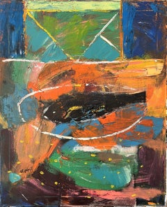 "Le Poisson" Peinture à l'huile abstraite 24" x 20" inch par Ashraf Zamzami