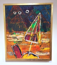 "Parasol" (FRAMED) Abstract Oil Painting 24" x 20" inch by Ashraf Zamzami