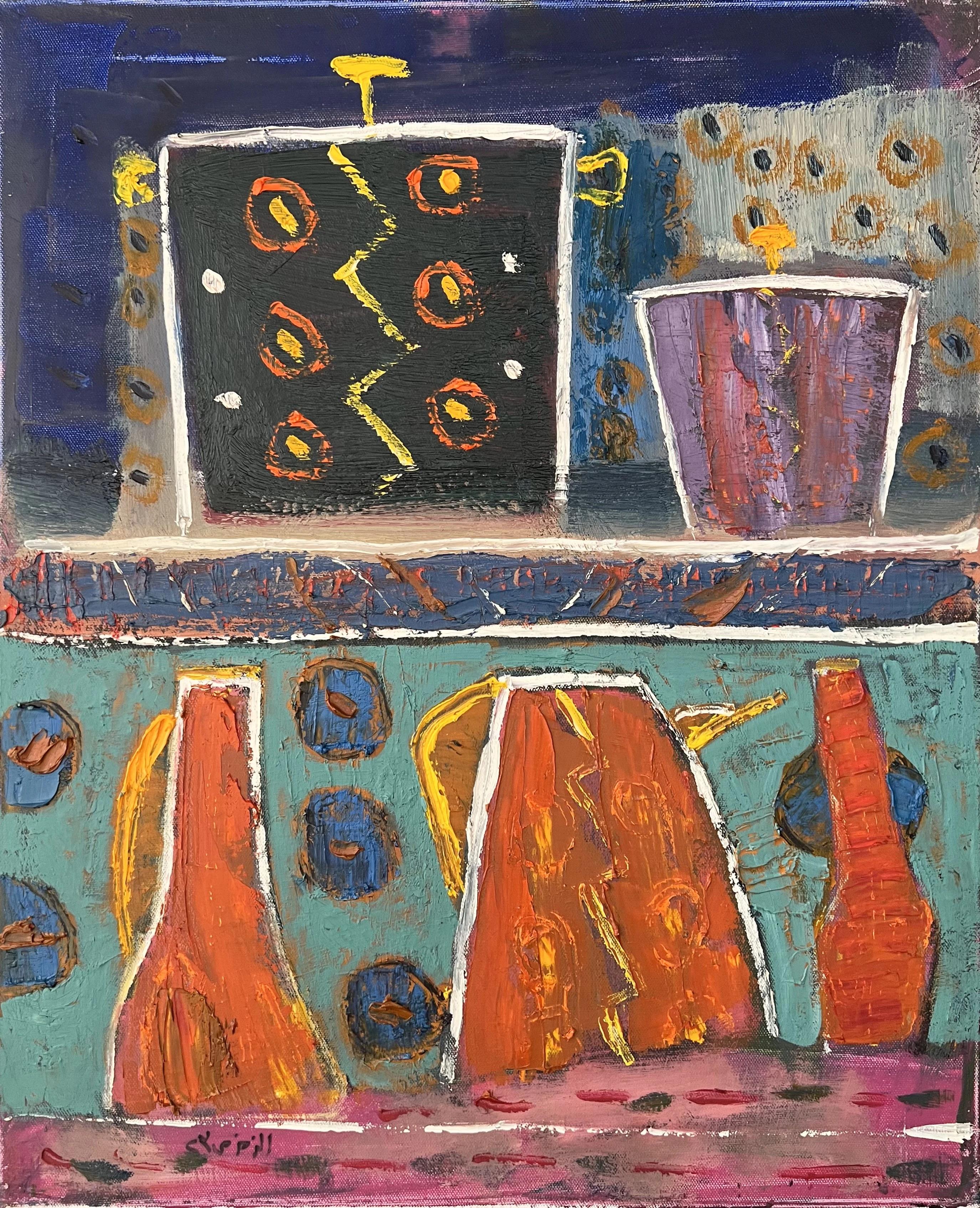 „Tableware“ Ölgemälde 24" x 20" Zoll von Ashraf Zamzami


ÜBER
Die charakteristische kühne und optimistische Farbgebung täuscht nicht über die unausweichlich nachdenkliche Natur und die zuweilen unbegreifliche Distanz hinweg, die Zamzamis Bilder