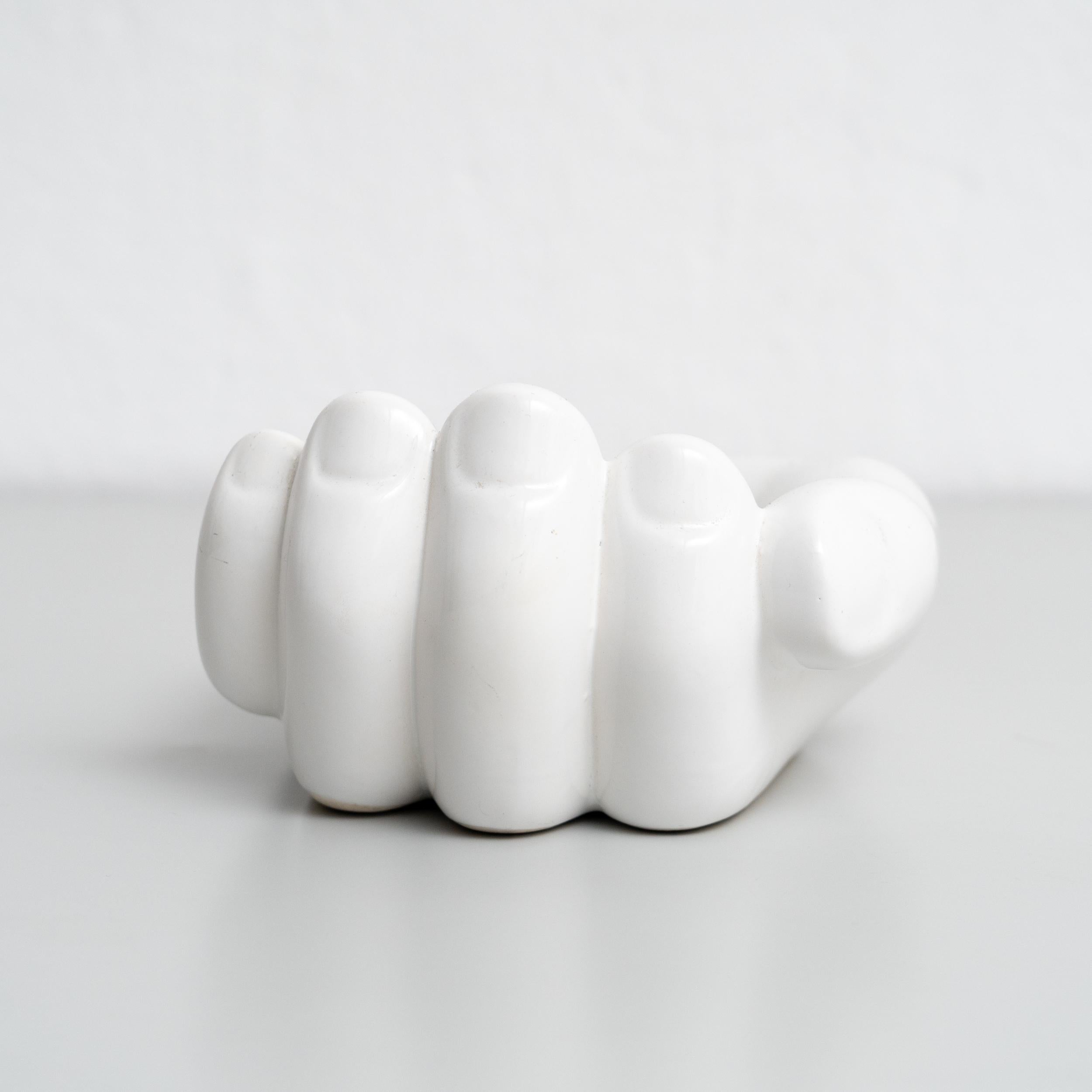 Ashtray After Georges Jouve Ceramic in White, circa 1950 For Sale 5