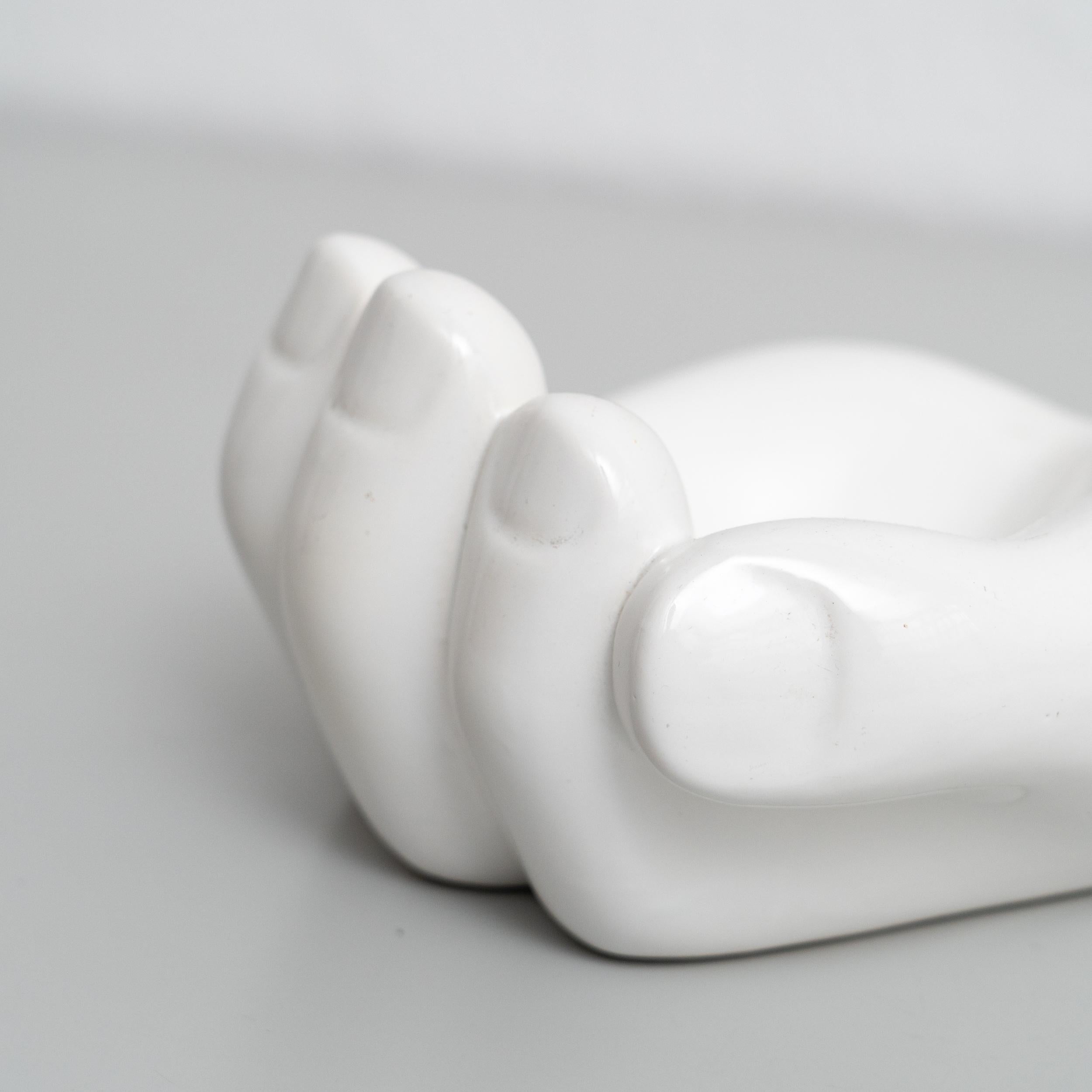 Ashtray After Georges Jouve Ceramic in White, circa 1950 For Sale 8