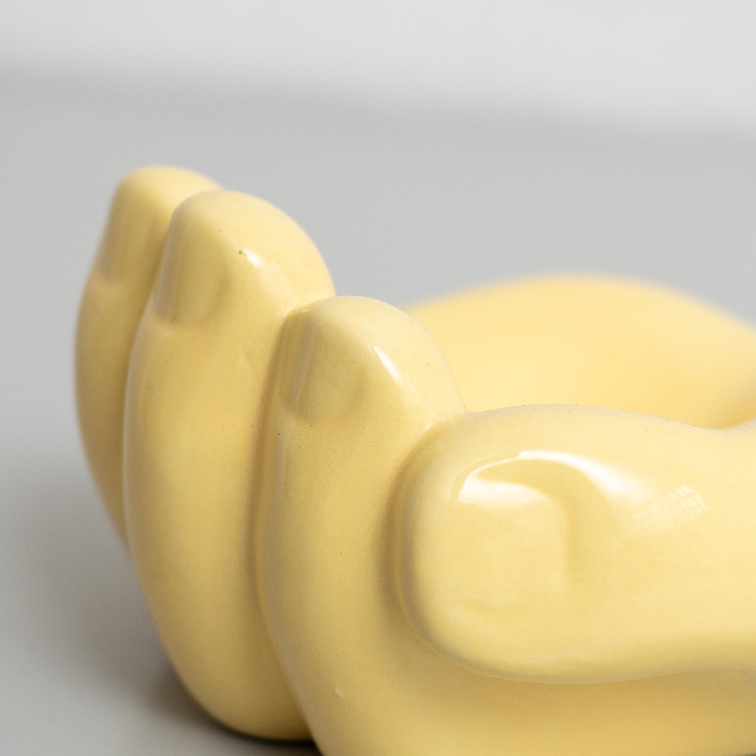 Ashtray After Georges Jouve Ceramic in Yellow, circa 1950 For Sale 4