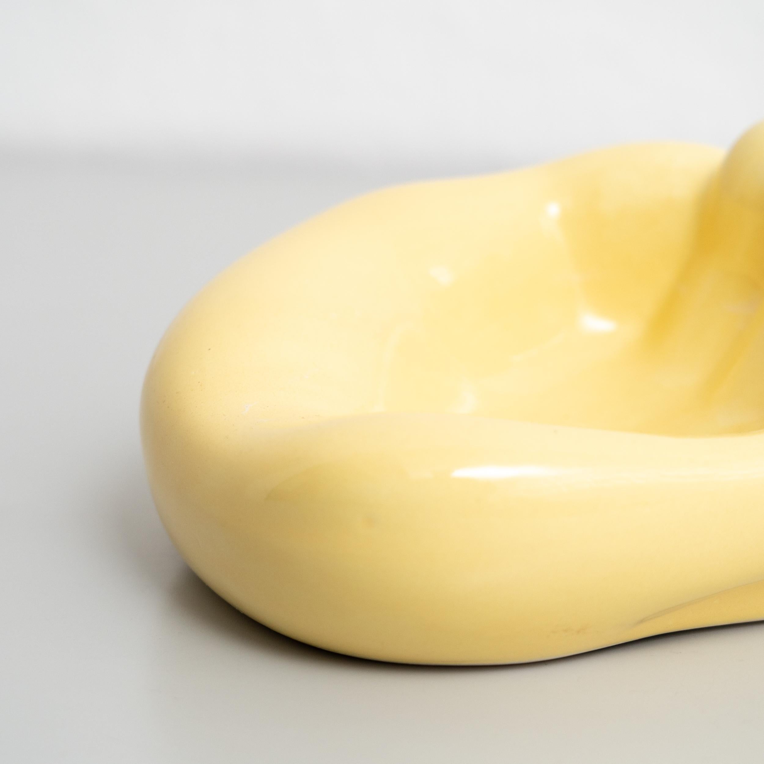 Ashtray After Georges Jouve Ceramic in Yellow, circa 1950 For Sale 6