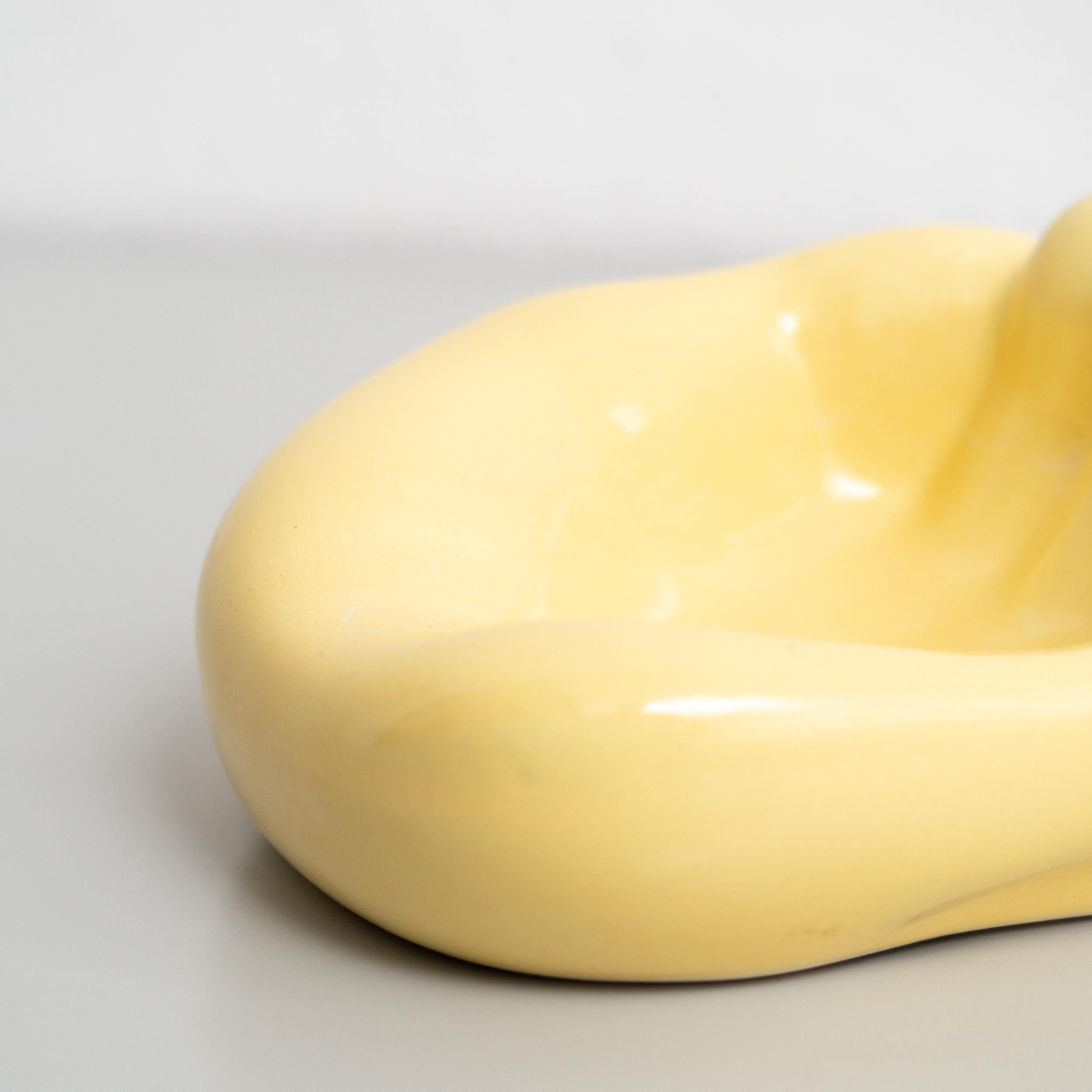 Ashtray After Georges Jouve Ceramic in Yellow, circa 1950 For Sale 7