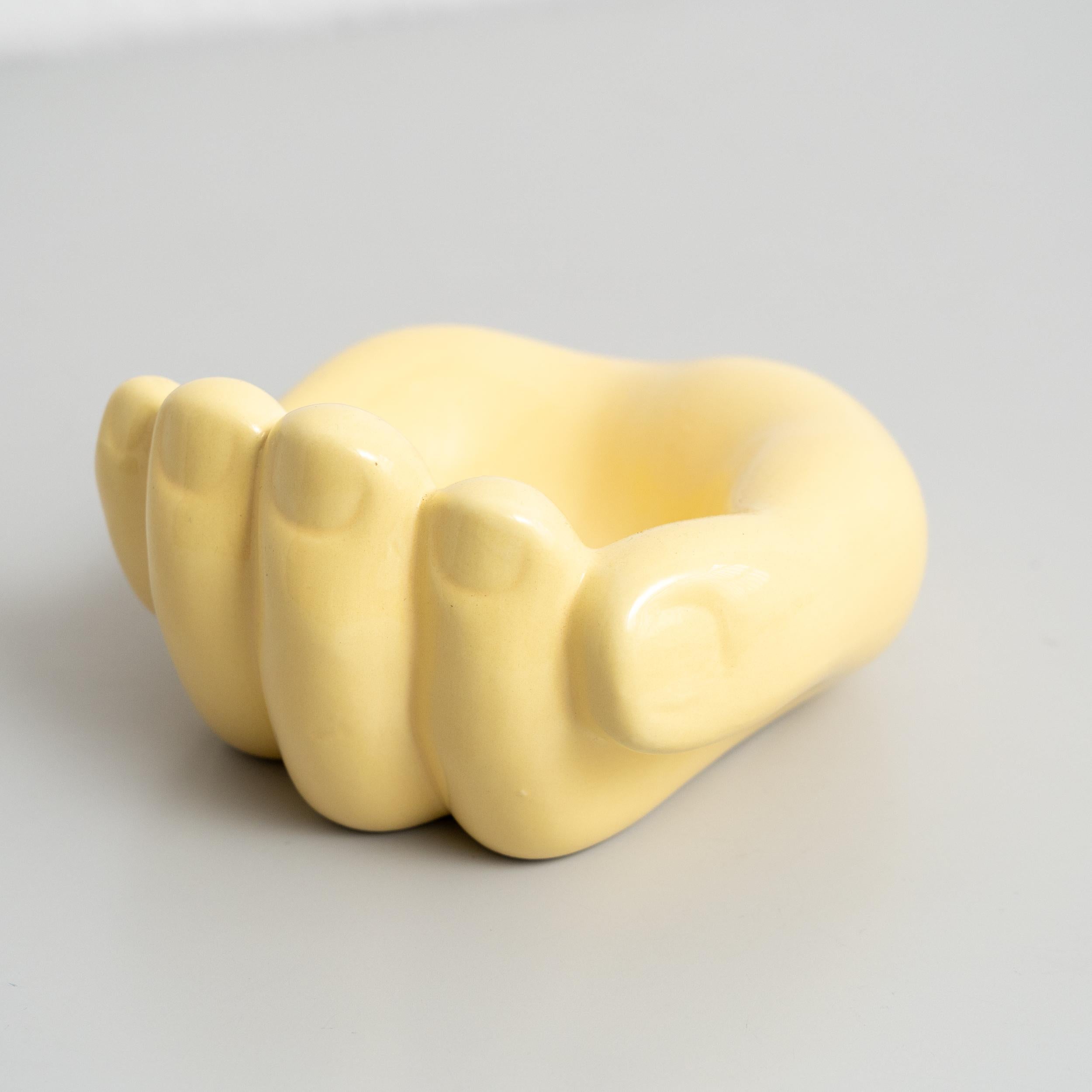 Ashtray After Georges Jouve Ceramic in Yellow, circa 1950 For Sale 3