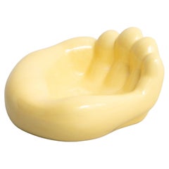Vintage Ashtray After Georges Jouve Ceramic in Yellow, circa 1950