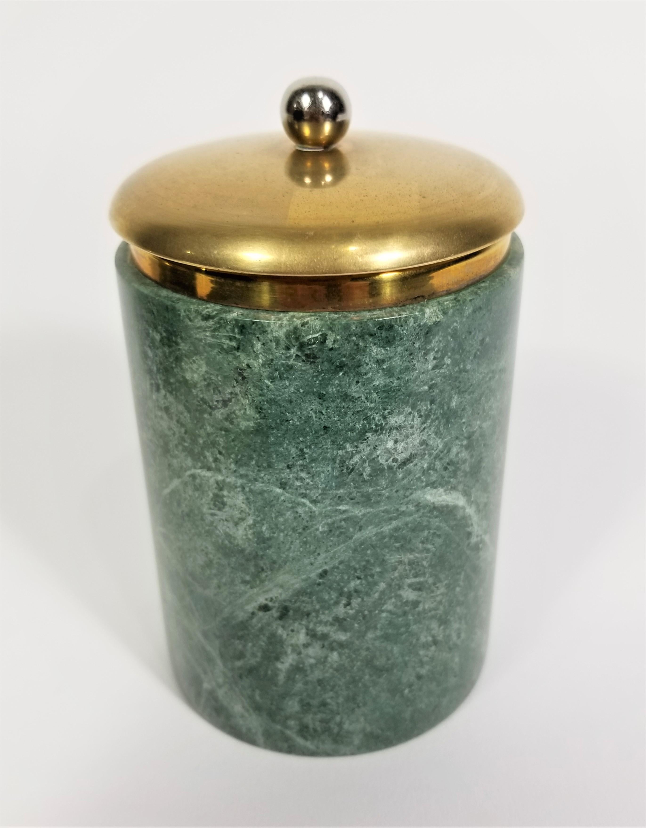 Ashtray and Holder Green Marble and Brass Smoking Set  For Sale 7