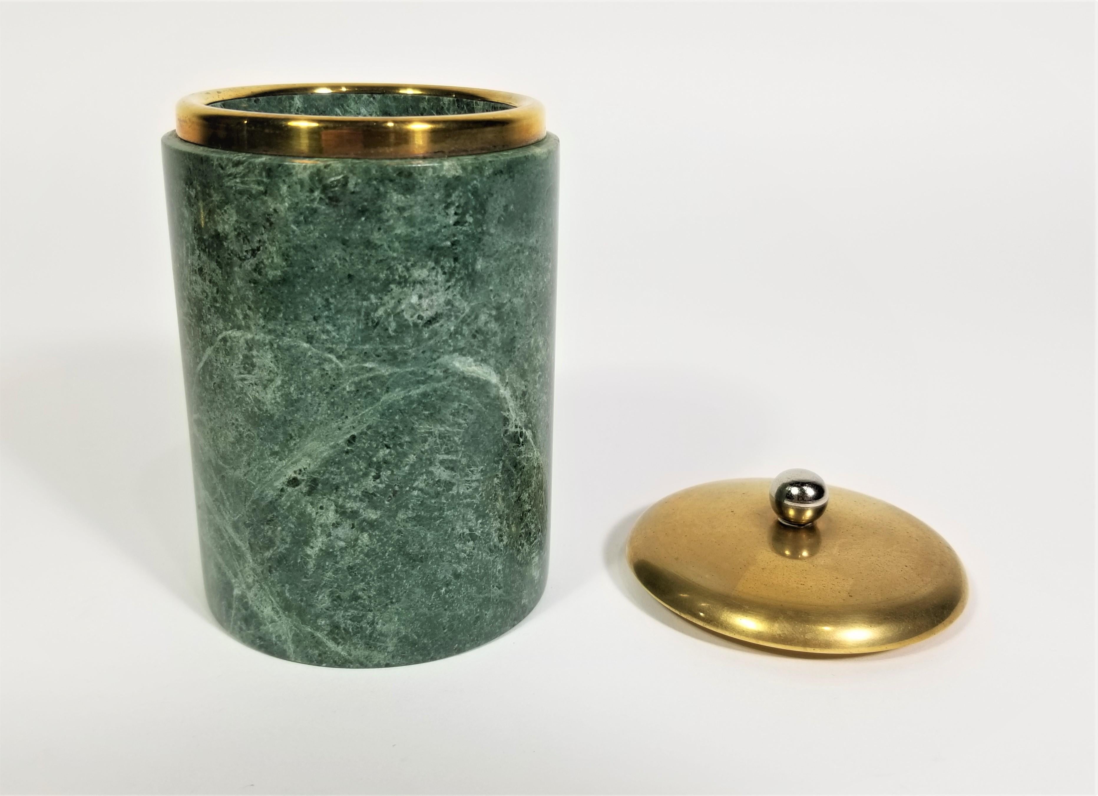 Ashtray and Holder Green Marble and Brass Smoking Set  For Sale 8