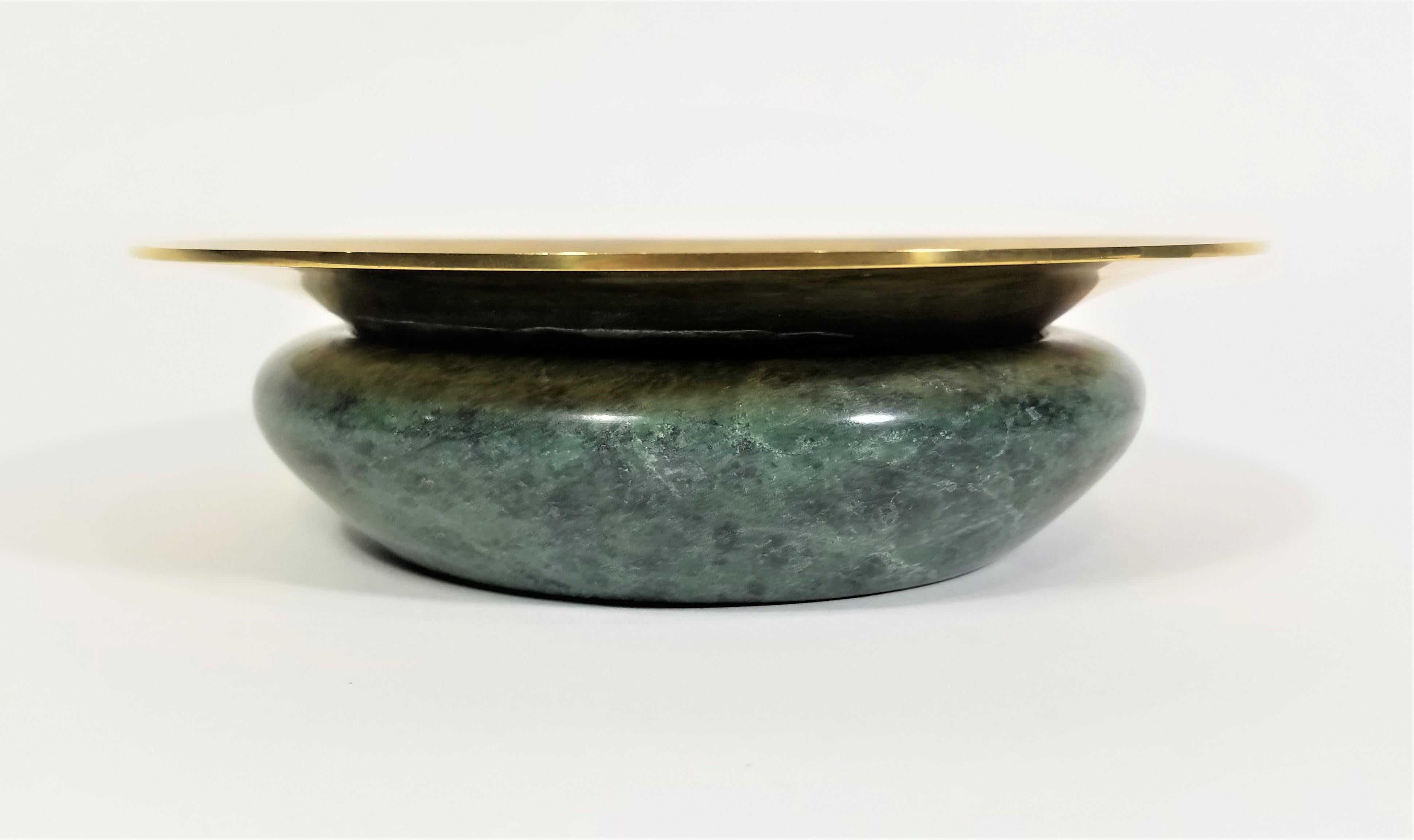 Ashtray and Holder Green Marble and Brass Smoking Set  For Sale 2