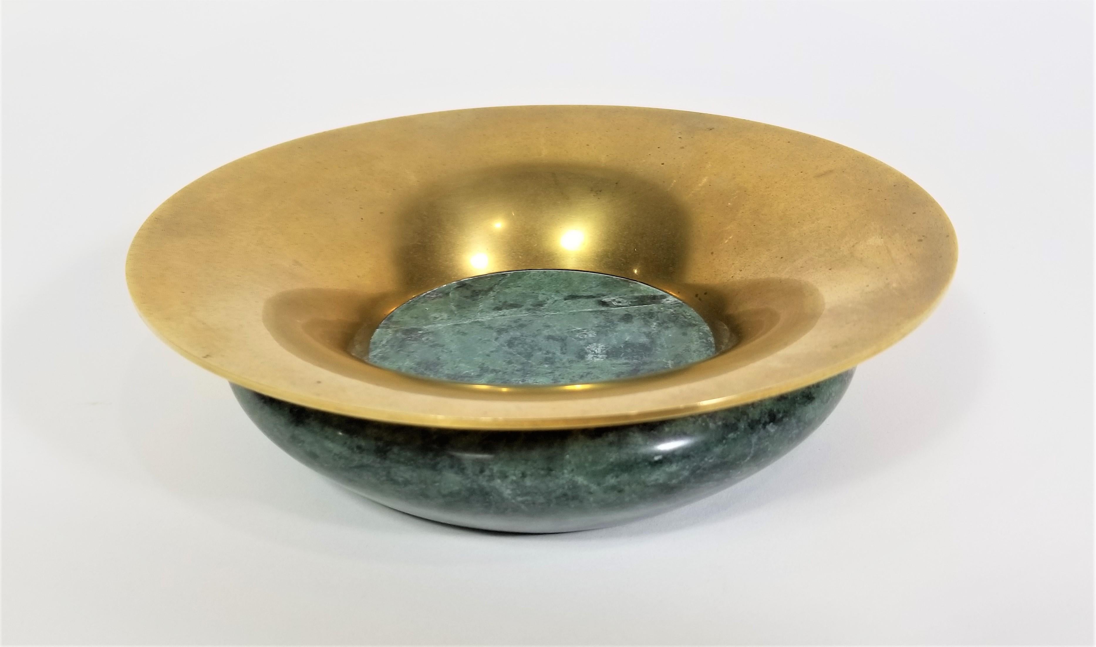 Ashtray and Holder Green Marble and Brass Smoking Set For Sale 4
