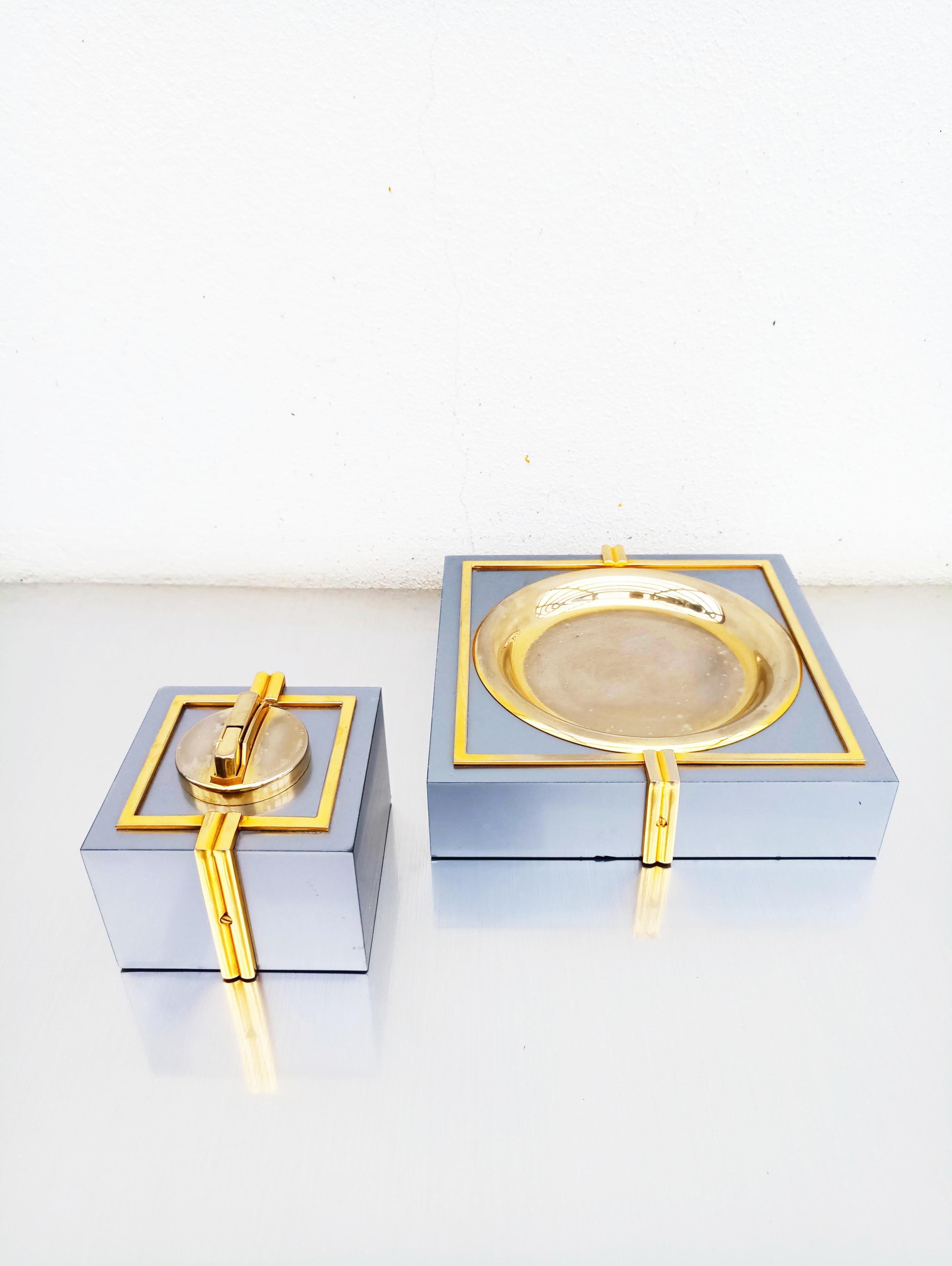 Ashtray and Lighter Tobacco Set, France, 1970s 2