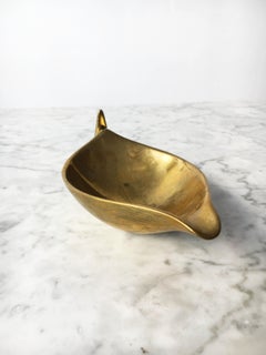 Carl Auböck II Vintage Brass Bowl Ashtray and Snuffer Model 3514, Austria 1950s