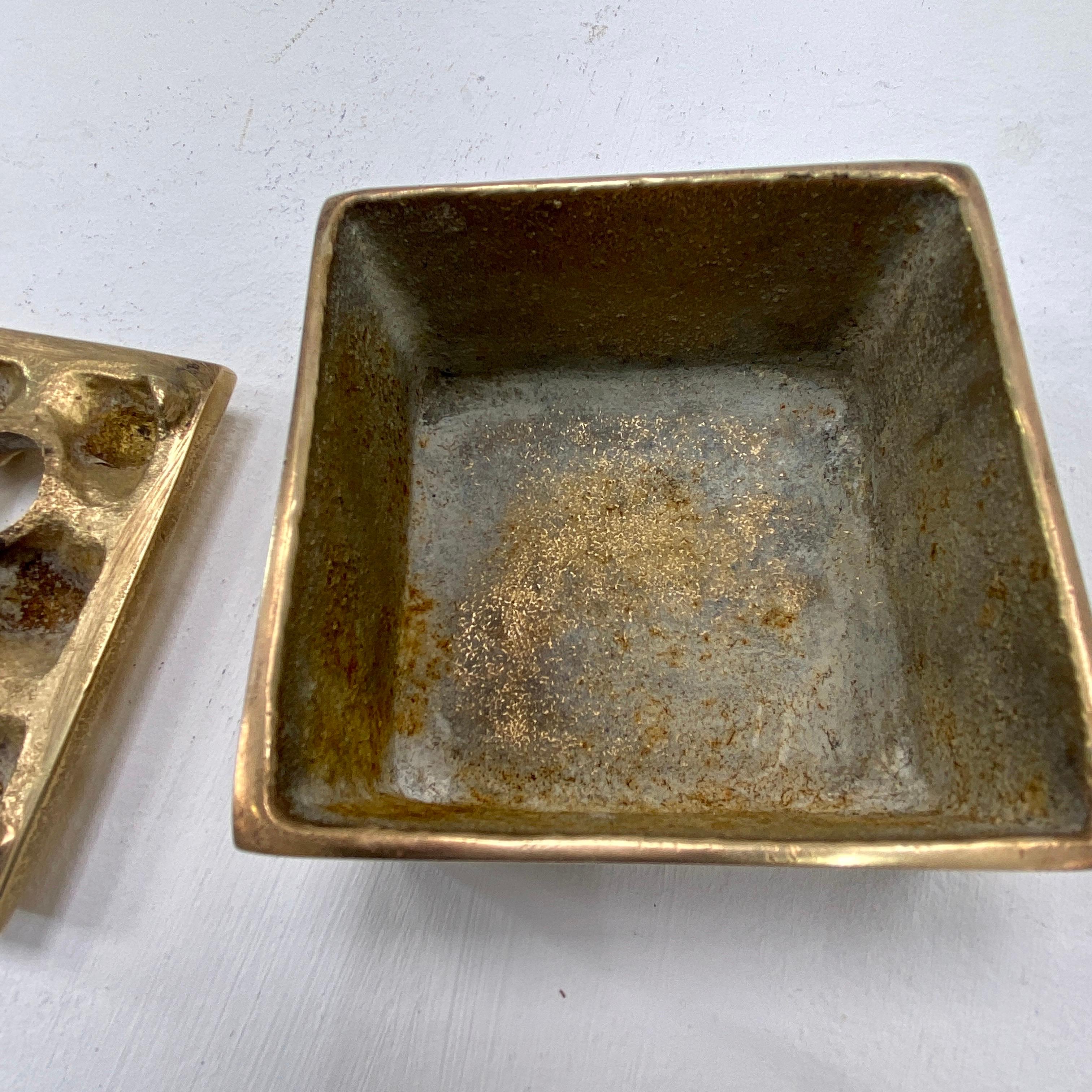 Late 20th Century Ashtray by Beck and Yung, in Solid Brass, Sweden, 1970, with Graphic Patterns