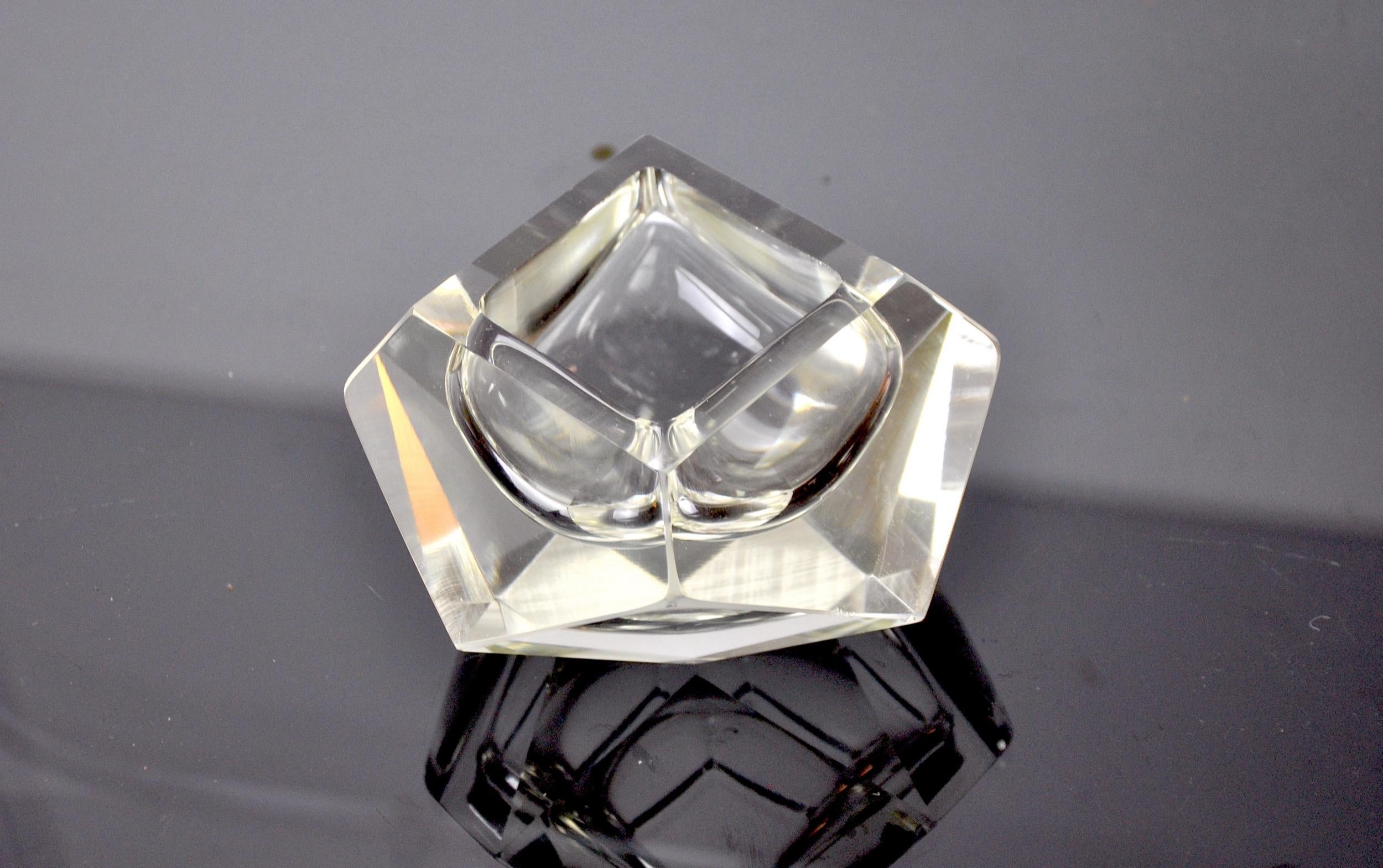 Hollywood Regency Ashtray by Flavio Poli for Seguso, Sommerso Glass, Murano, Italy, 1960 For Sale