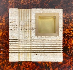 Ashtray Cigarette Holder in Travertine and Brass, Fratelli Mannelli Italy 1970s