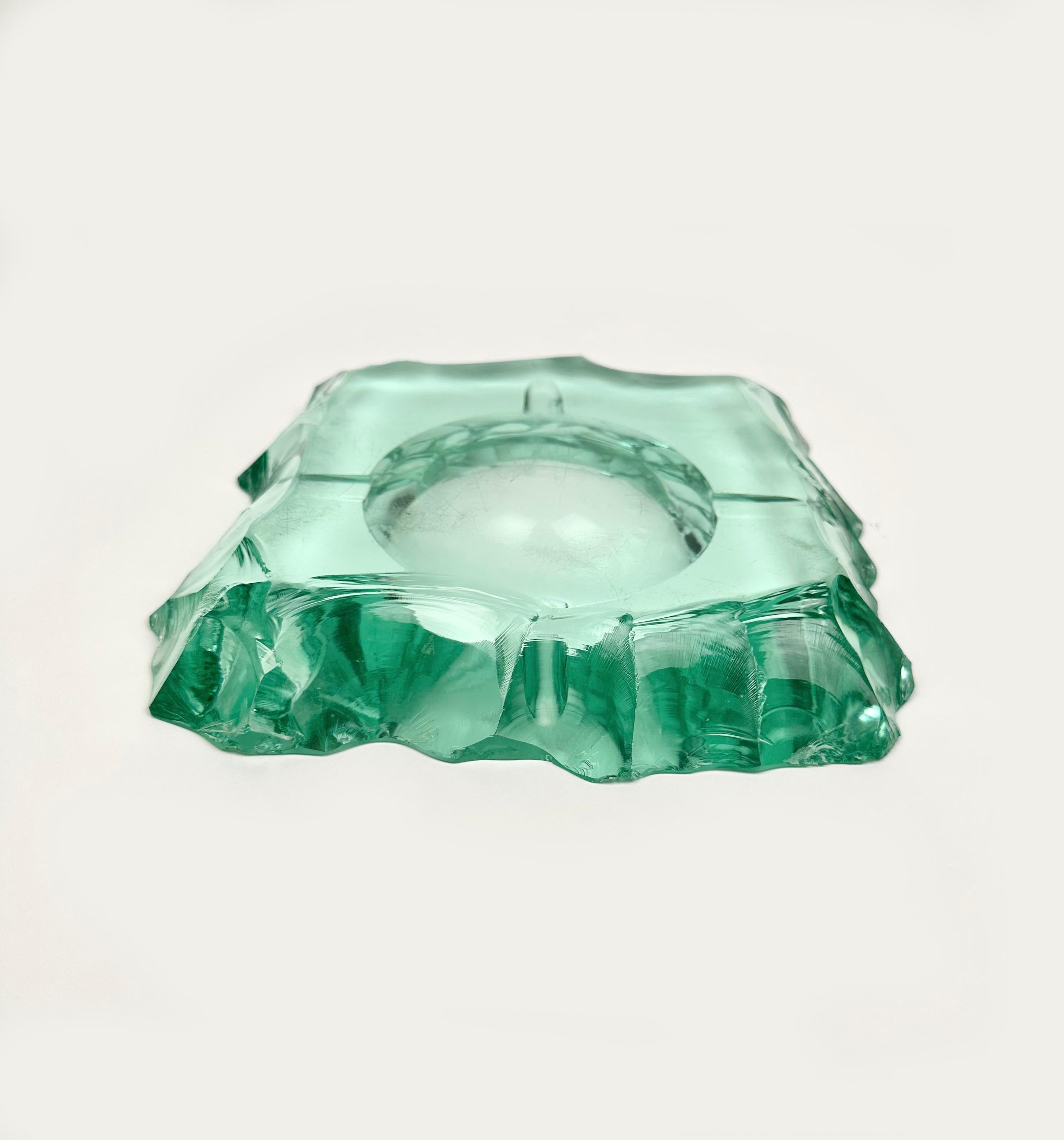 Ashtray Emerald Green Glass by Pietro Chiesa Fon Fontana Arte, Italy, 1970s 5